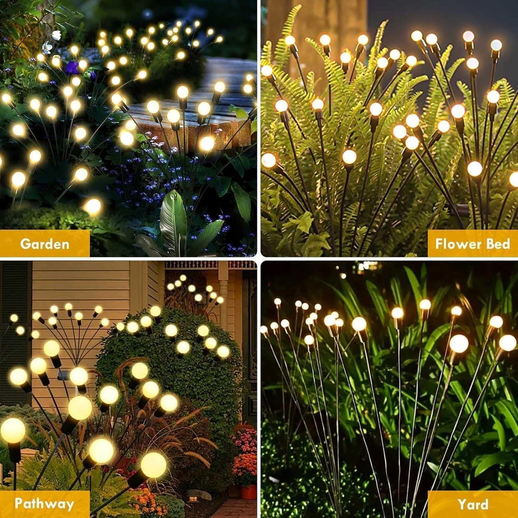 Solar Garden Lights Outdoor 8 Pack 64 LED Solar Firefly Lights Warm White