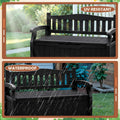 JUMMICO 80 Gallon Resin Outdoor Storage Bench Waterproof, Deck Box