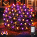 Halloween Net Lights Outdoor, Orange Purple Mesh, 120 LED, 5x6 ft
