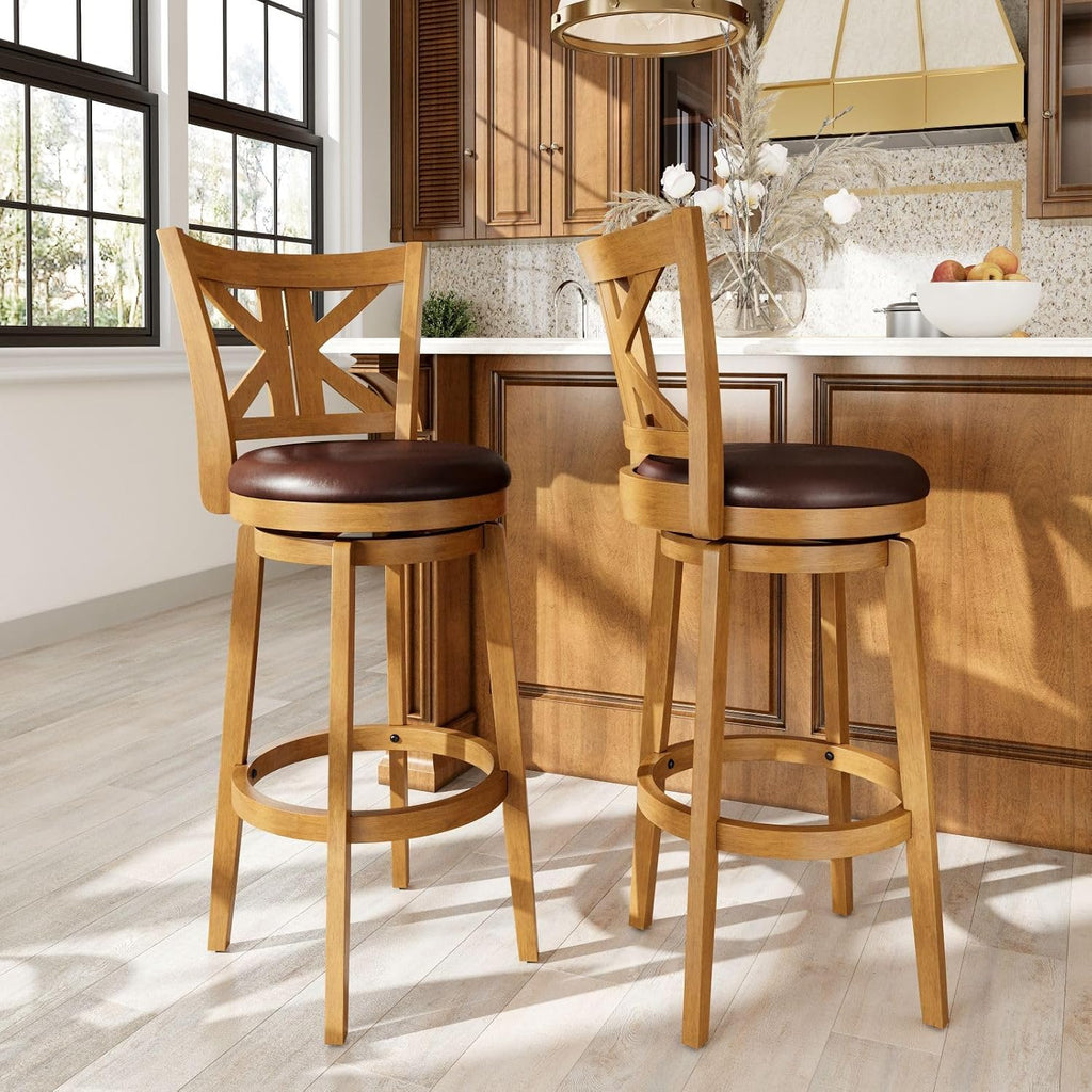 Sophia & William 30 Inch Swivel Bar Stools Set of 2, Bar Height Barstools