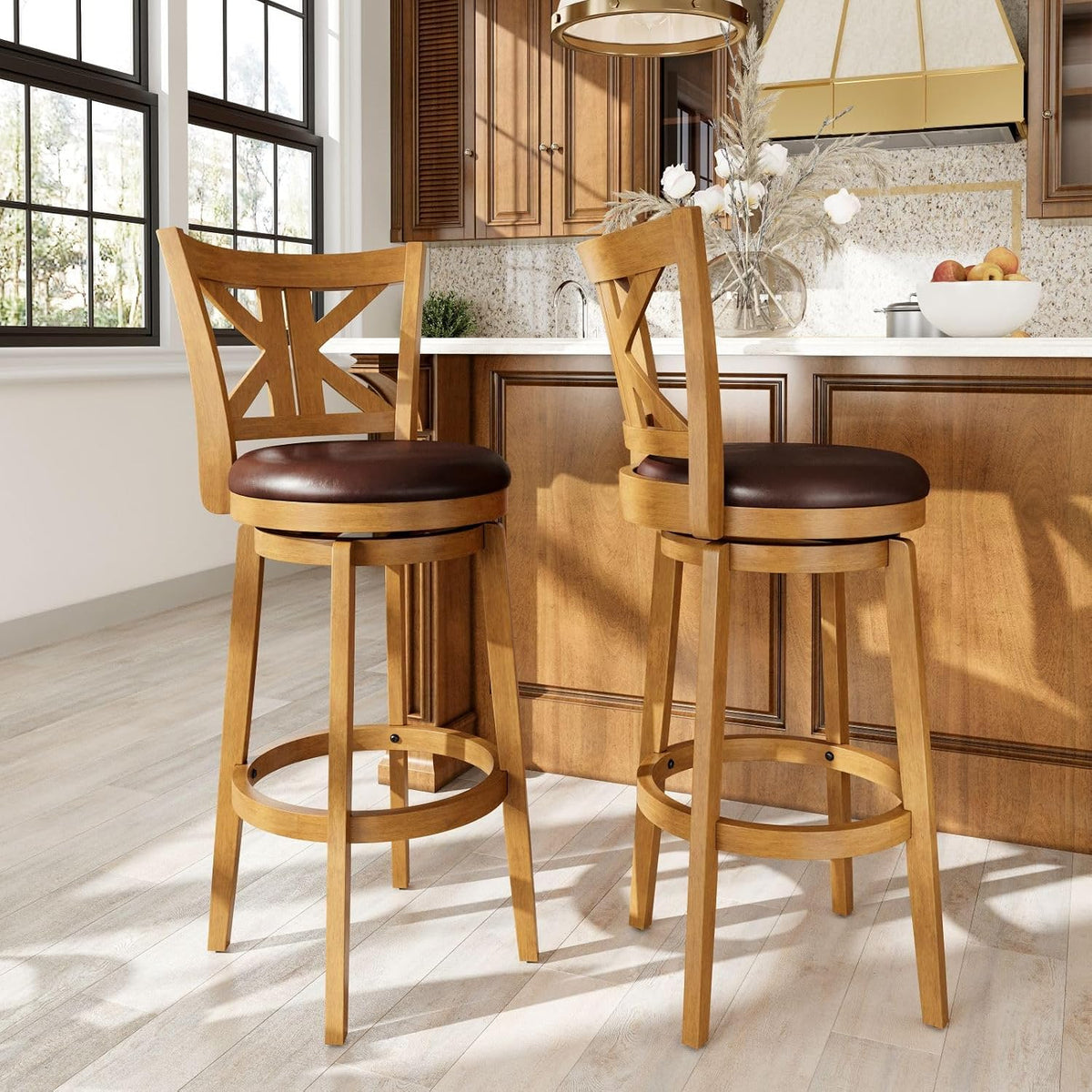 Sophia & William 30 Inch Swivel Bar Stools Set of 2, Bar Height Barstools