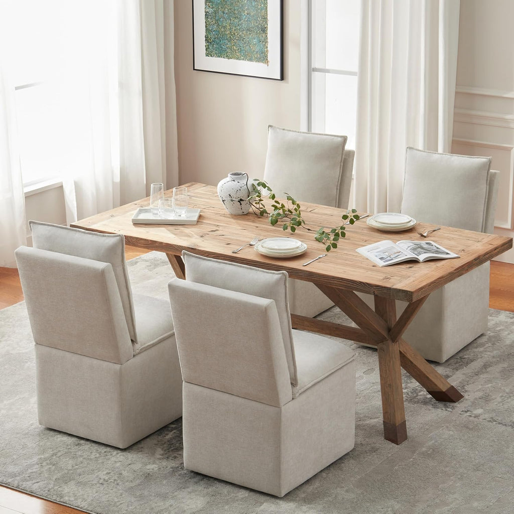 VKNOW Upholstered Dining Chairs Set of 4, Dining Room Chairs with Storage