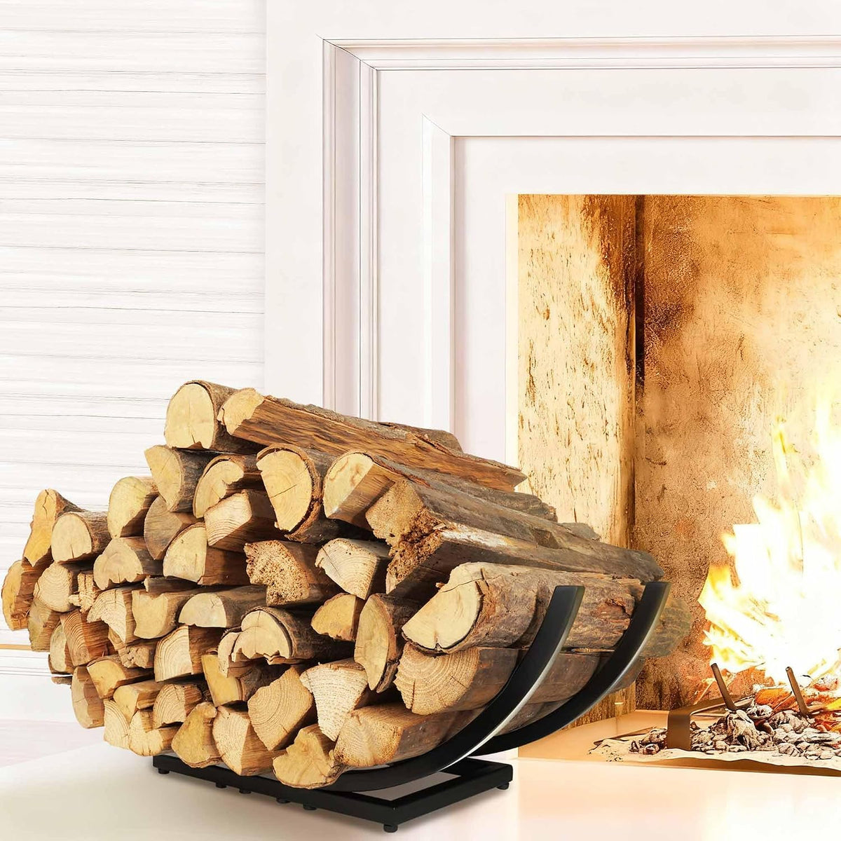 Curved Firewood Rack Firewood Holder: 30 Inch Heavy Duty Firewood Holder