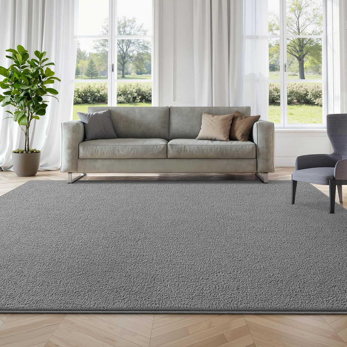 Deerhoo Large Area Rugs for Living Room Bedroom, 6 x 9 Ft, Grey