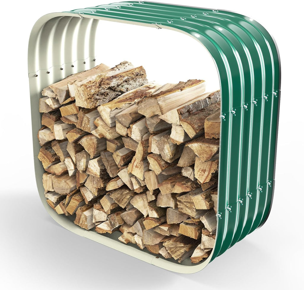 27.5 X 27.5 Inch Square Green Firewood Rack,Log Storage Outdoor / Indoor