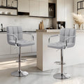 Yaheetech Bar Stools Set of 2, Adjustable Swivel with Backs, Light Gray