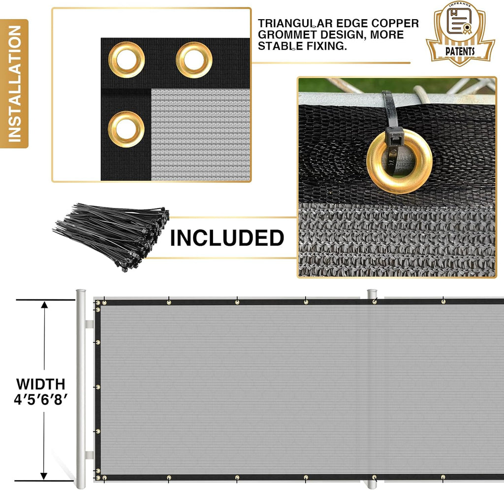 Privacy Fence Screen 6' x 30' Fencing Cover Heavy Duty Mesh Windscreen Cloth for Outdoor Garden Patio Backyard Chain Link Fence Gray