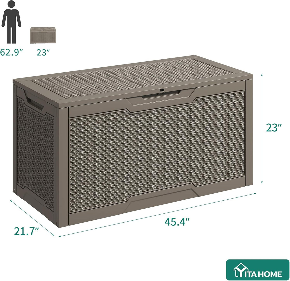 YITAHOME 100 Gallon Large Resin Deck Box Outdoor Storage Boxes for Patio
