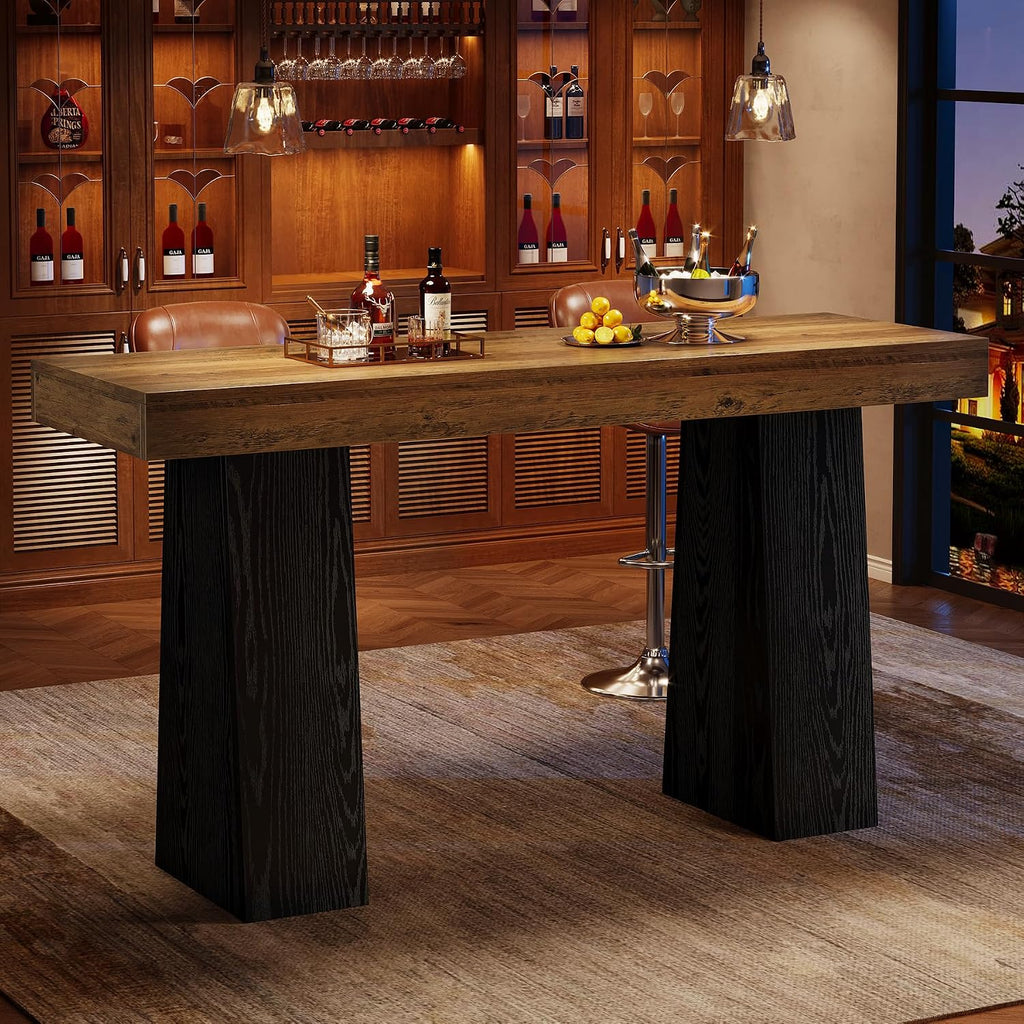 Tribesigns 63 Inch Bar Table, Bar Height Counter Table, Brown Black (1)