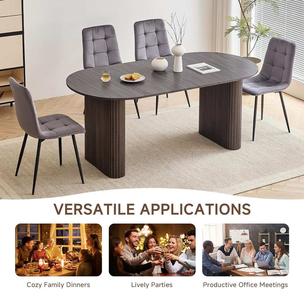 70.8" Modern Oval Dining Table for 6 8 People, Black