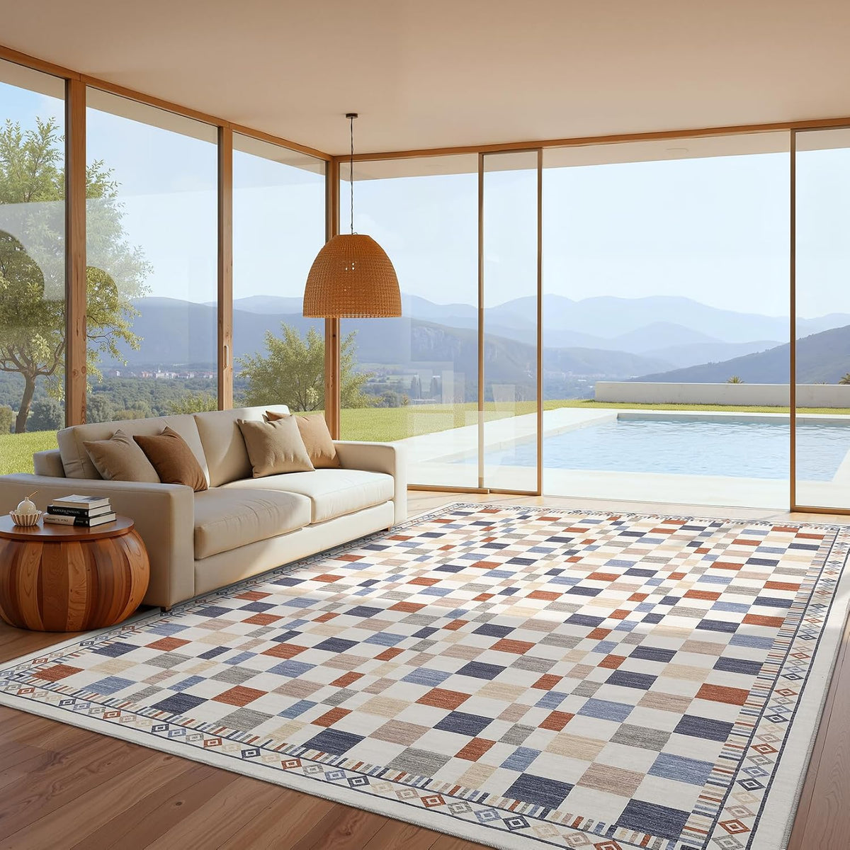 GarveeHome 9x12 Area Rug for Living Room Machine Washable Non-Slip Low Pile