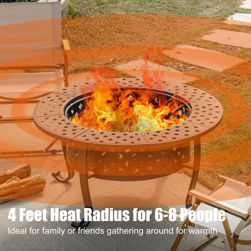 Panovue 36 Inch Outdoor Fire Pit with 2 BBQ Grills