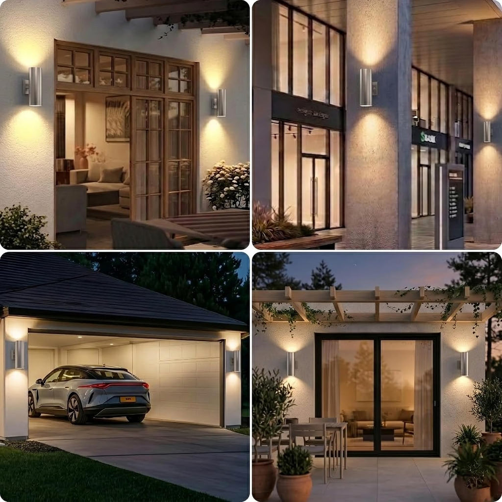 12in Aluminum Up and Down LED Porch Light Super Bright 3000K, 2P