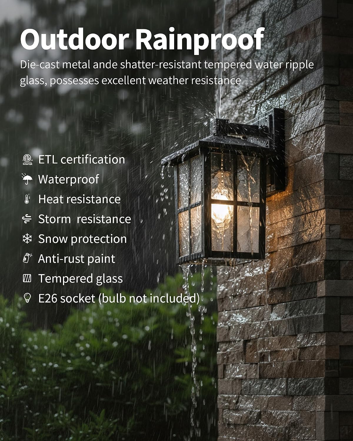 KDG Black Outdoor Waterproof Modern Patio Wall Light Fixtures Set of 2