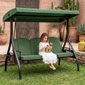 Patio Swing with Canopy Convertible Outdoor Porch Swing with Stand