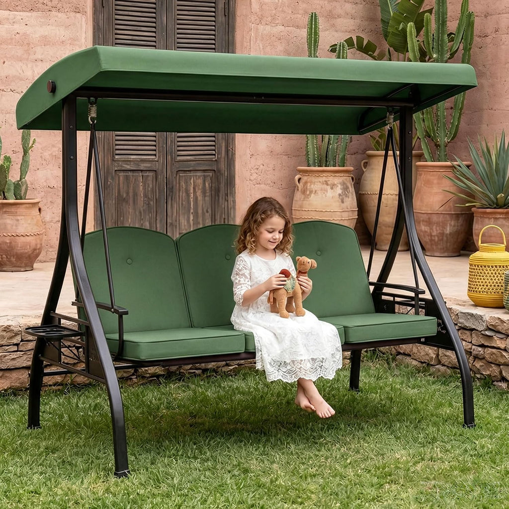 patio swing with canopy convertible outdoor porch swing shown in use