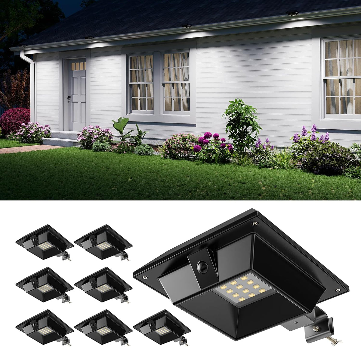 FALOVE 8 Pack Cool White Solar Powered Gutter Lights Outdoor Waterproof