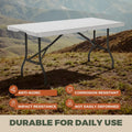 2-Pack 6 Feet Foldable Table, Heavy Duty Steel Legs with Built-in Handle, Easy Fold & Store, Portable Folding Table for Parties, Weddings, Camping