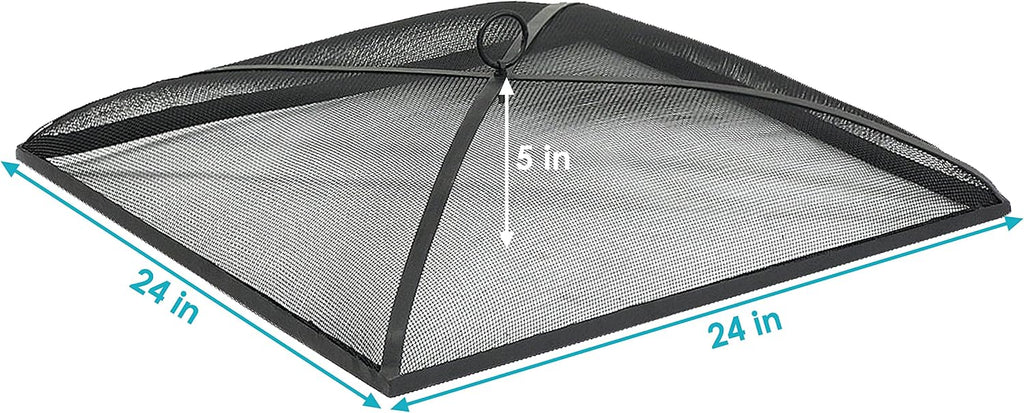 Sunnydaze Heavy Duty Square Fire Pit Screen Cover, Assembly-Free, 24"