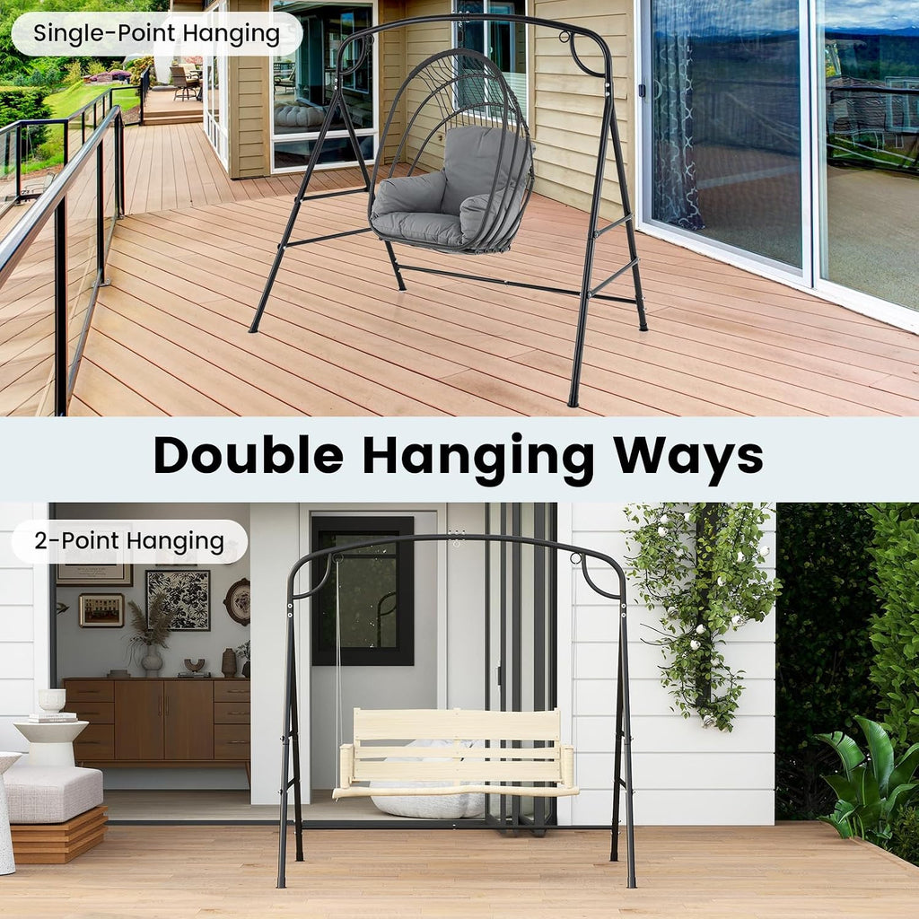 GIANTEX 660-Lbs Metal Hammock Stand - Heavy Duty Porch Swing Stand w/ 4 Support Bars, 2 Hanging Ways, A-Frame Hanging Stand for Lawn Garden Backyard Indoor Outdoor, Hammock Chair not Include