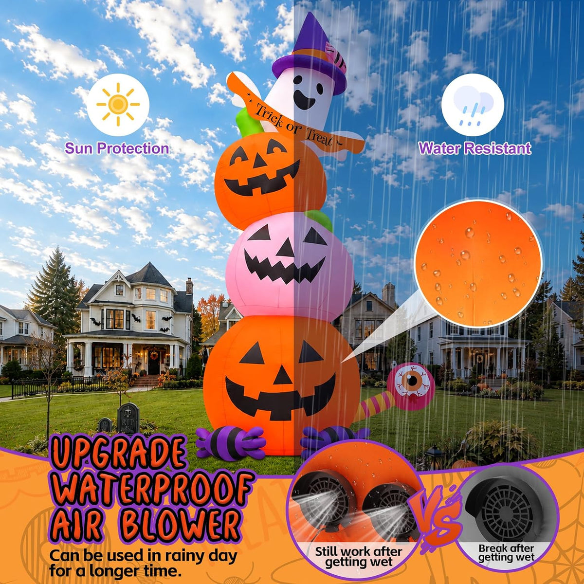 Kalolary 20FT Tall Halloween Inflatables Pumpkin Ghost