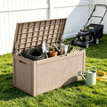 140 Gal Outdoor Storage Box Waterproof Lockable,Deck Box,Gas Lift,Grey