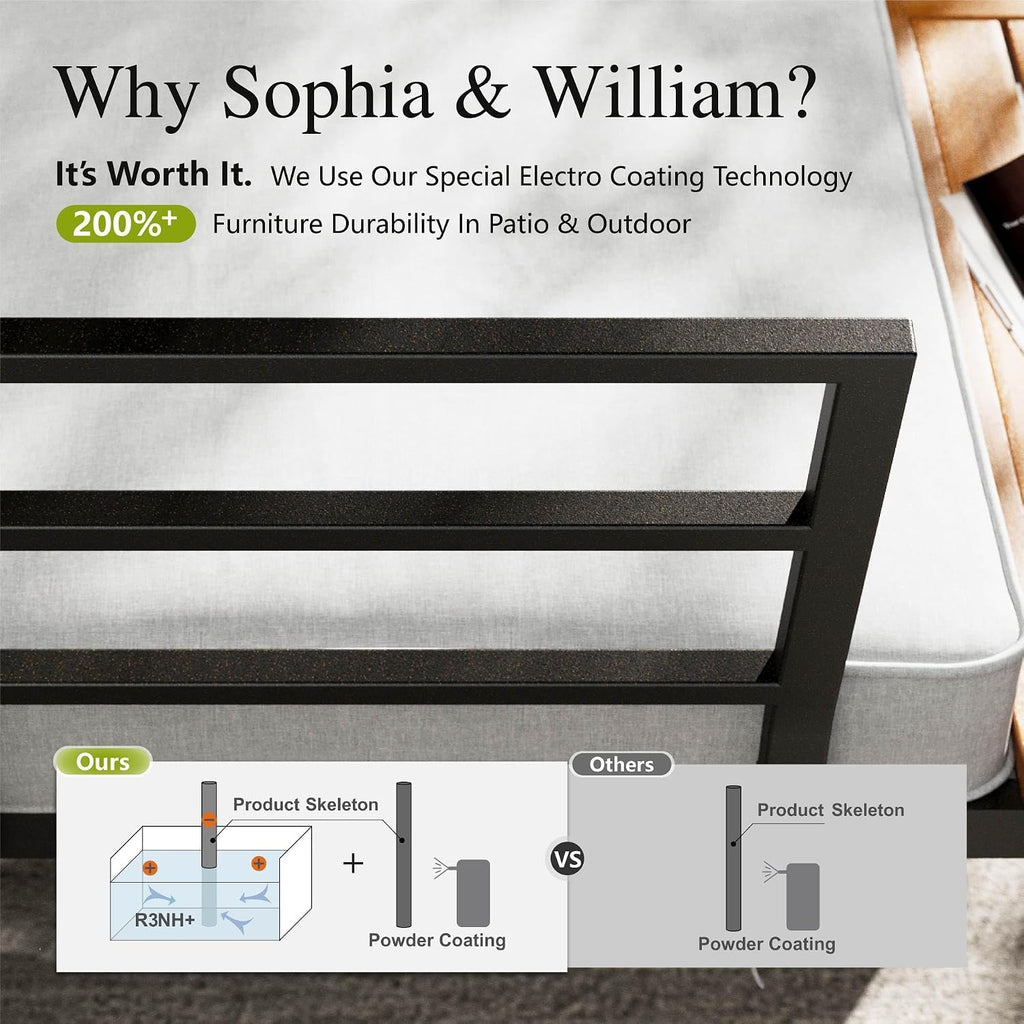 Sophia & William 4-Seat Metal Patio Sofa Sectional Set with Gray Cushions