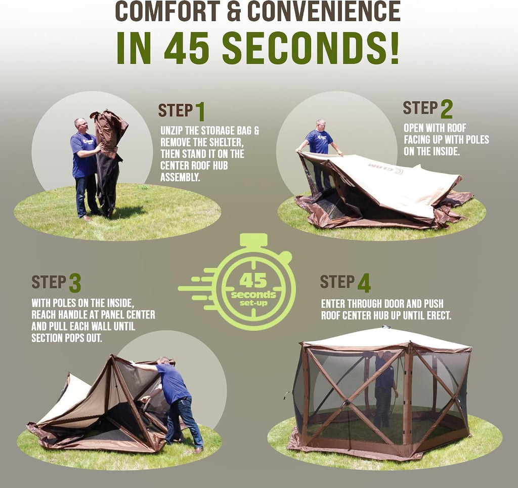 CLAM Pavilion Screen Tent | 12.5 Ft Pop Up Gazebo - Gray 8-Person Shelter