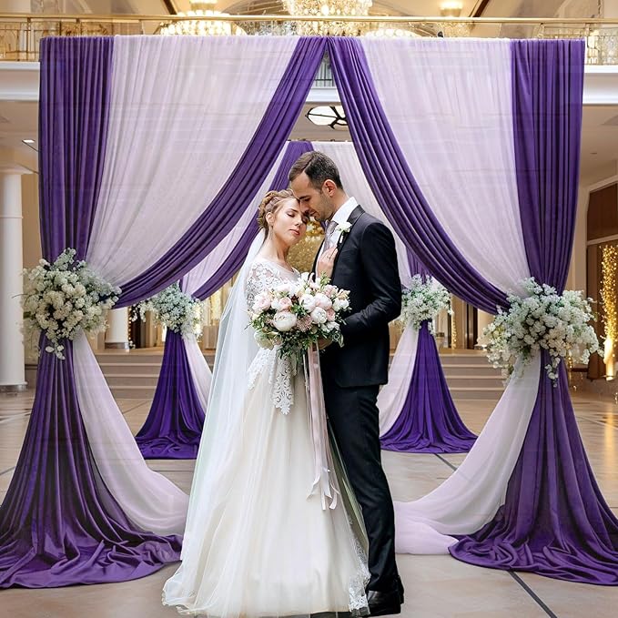10 x 10 Feet Purple Backdrop Curtain for Partie, Background Curtains for Photoshoot, Birthday, Wedding, Halloween, Thanksgiving, Christmas Day, New Year Party Decorations 5Ft x 10Ft, 2 Panels