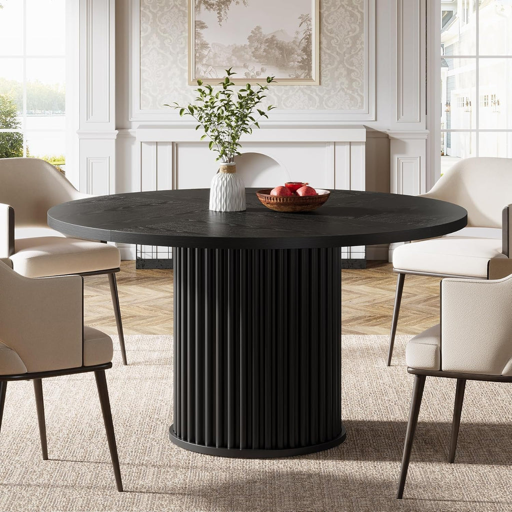 Tribesigns 47.24" Black Round Dining Table for 4-6 People