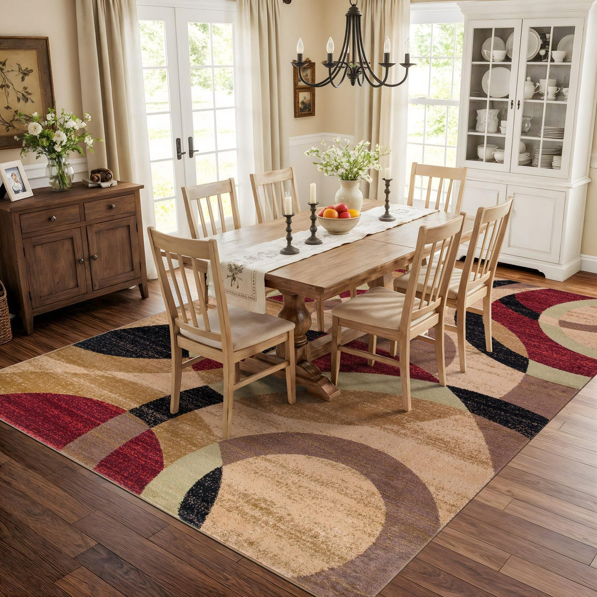 Rugshop Abstract Circles Contemporary High Traffic Area Rug Multi 9' x 12'