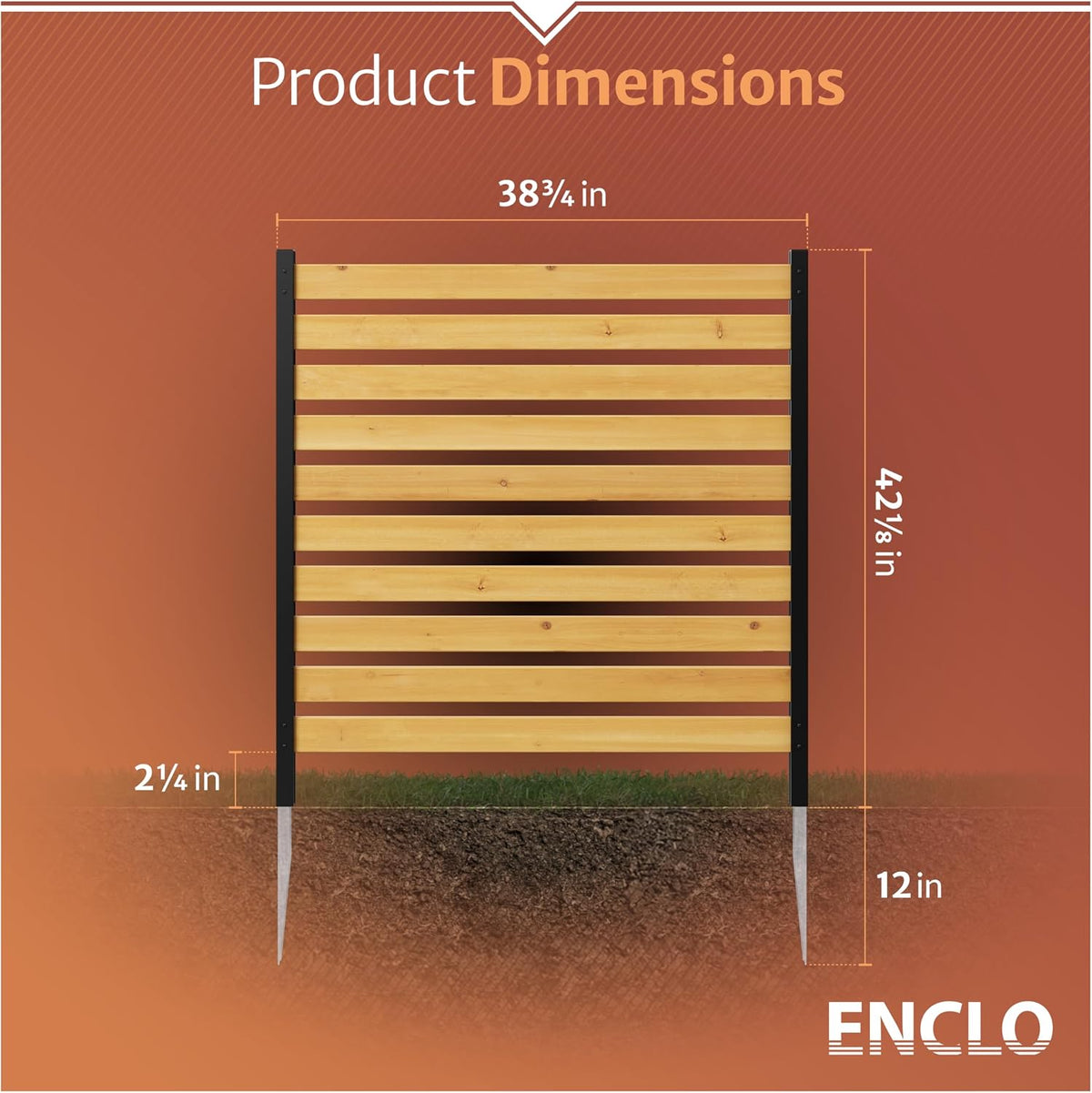 Enclo Charleston Privacy Screen, Cedar Wood, DIY No Dig Screen Kit