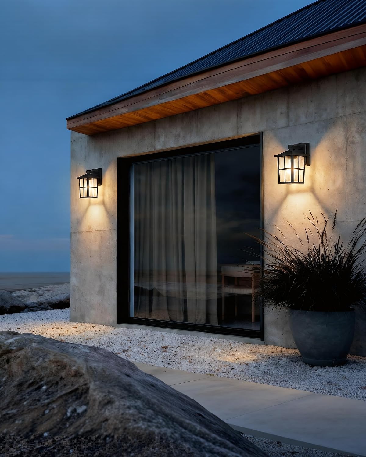 KDG Black Outdoor Waterproof Modern Patio Wall Light Fixtures Set of 2