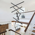 Modern Black LED 8-Light Linear Chandelier, 98.4", for High Ceilings