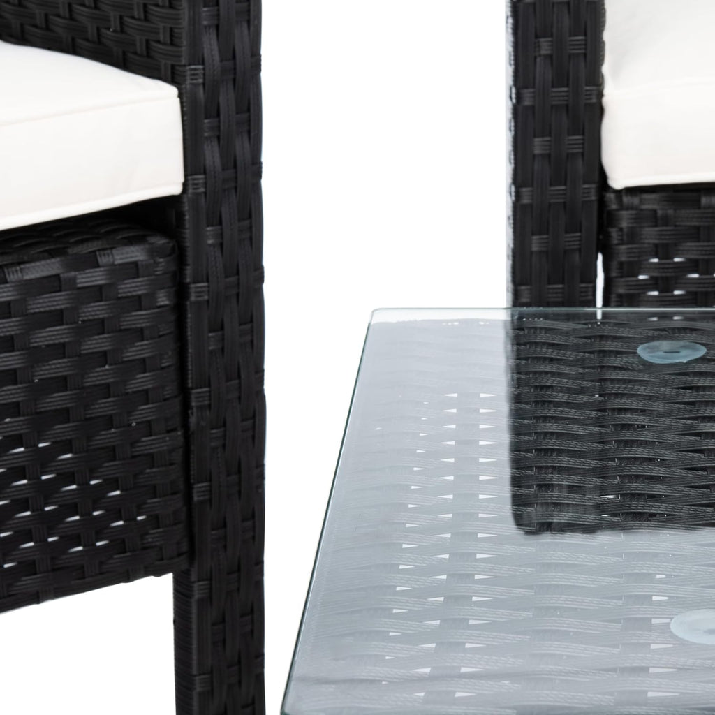 SAFAVIEH PAT7505A Collection Aboka Black and Beige 4-Piece Outdoor Living Patio Set