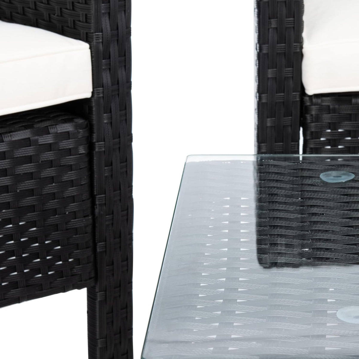 SAFAVIEH PAT7505A Collection Aboka Black and Beige 4-Piece Outdoor Living Patio Set