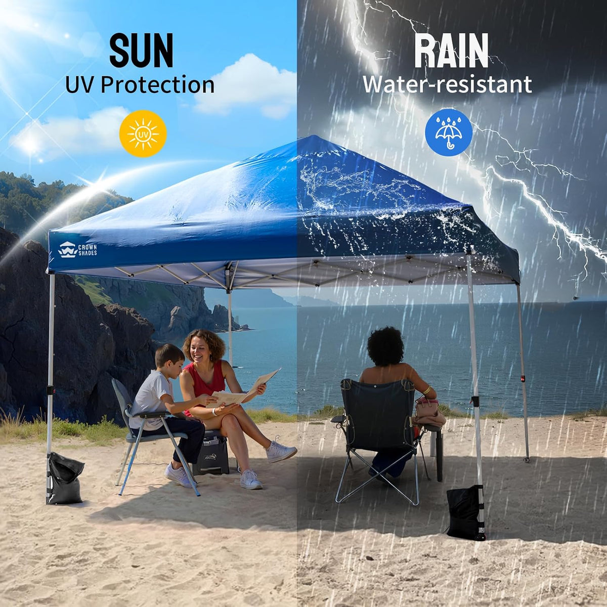 CROWN SHADES 8x8 Canopy Replacement Top, Blue (Top Only)