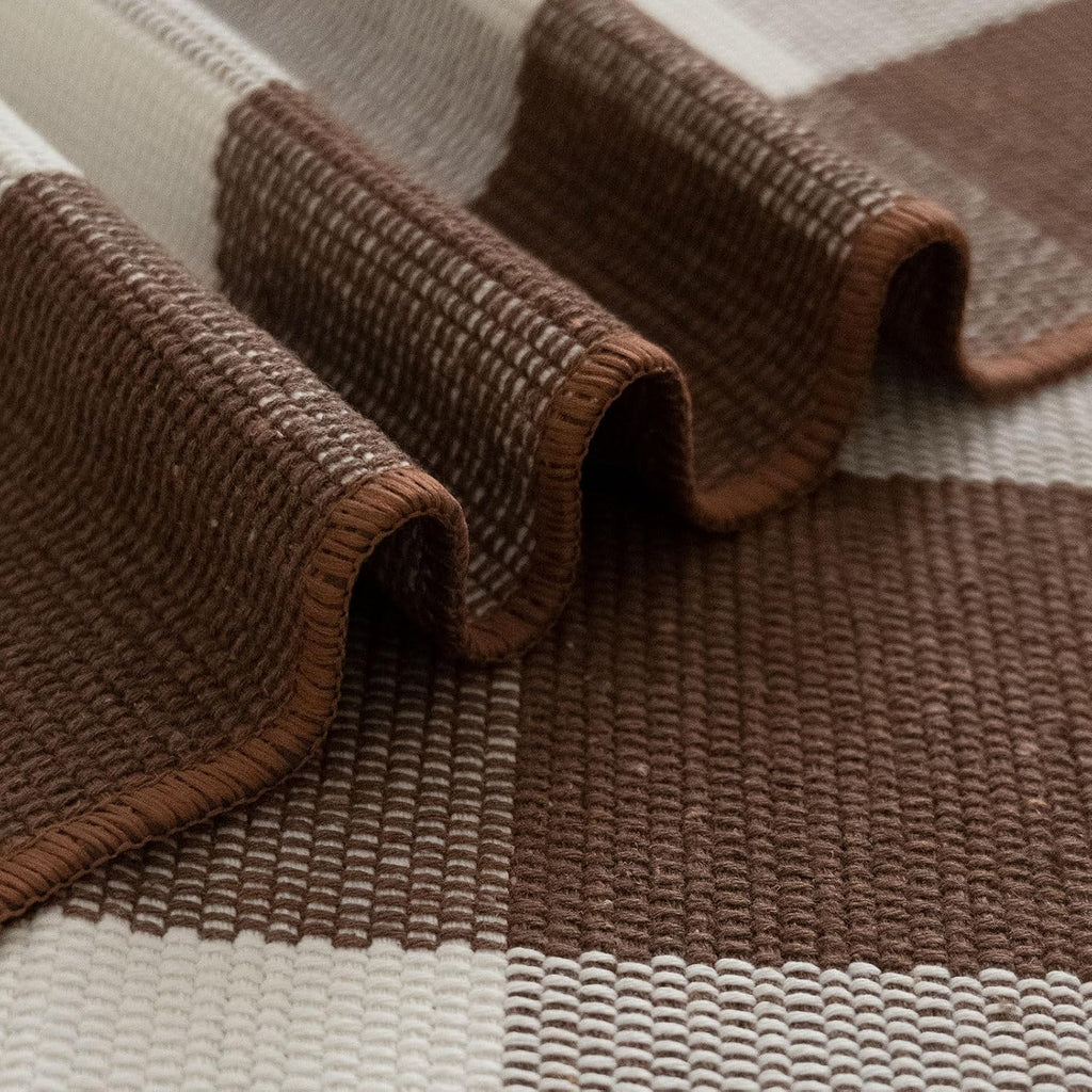Fall Door Mat 3'x5'Brown and White Buffalo Plaid Rug Fall Front Porch Decor