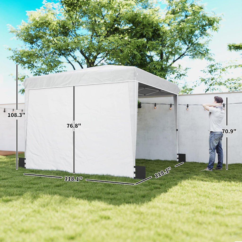 Outsunny 10 x 10 ft Pop Up Canopy Tent with Sidewalls UPF50+, White