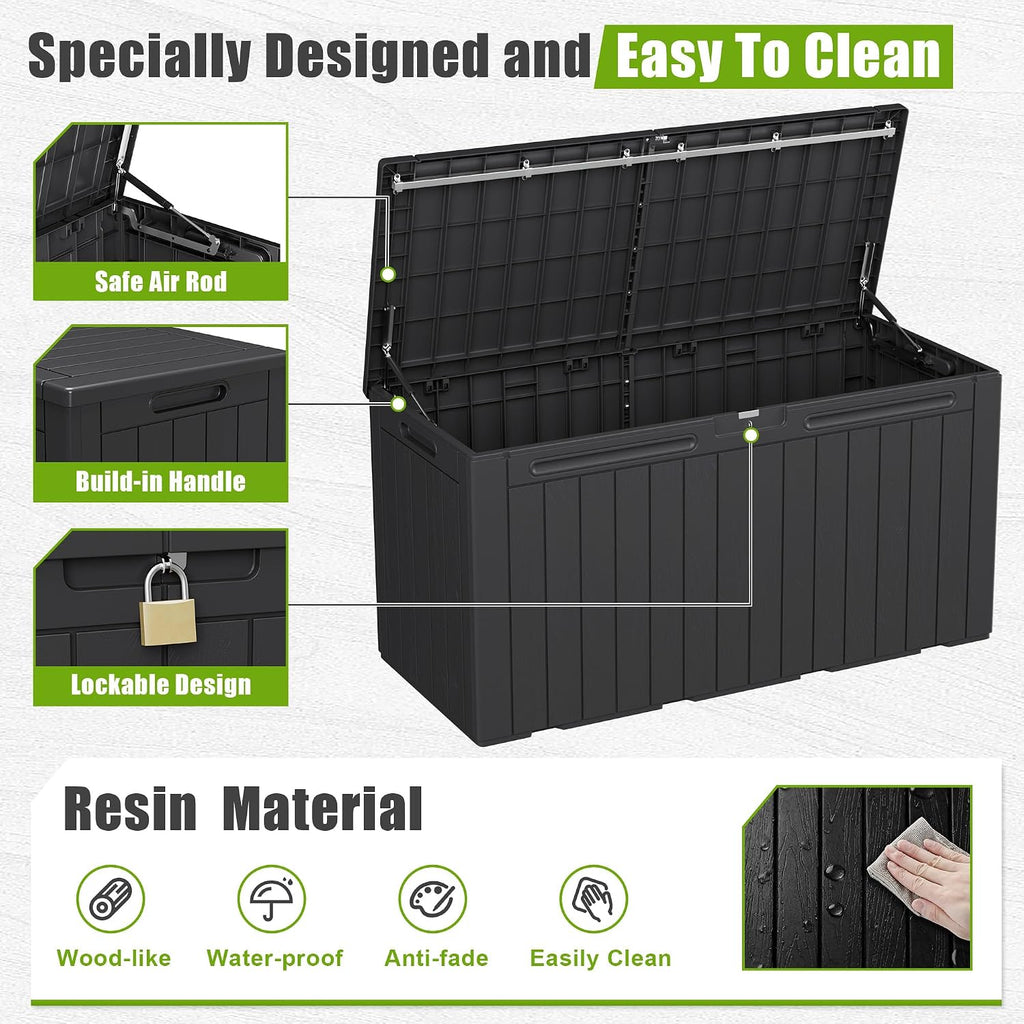 Flamaker Resin Deck Box 100 Gallon Large Outdoor Storage Box Waterproof