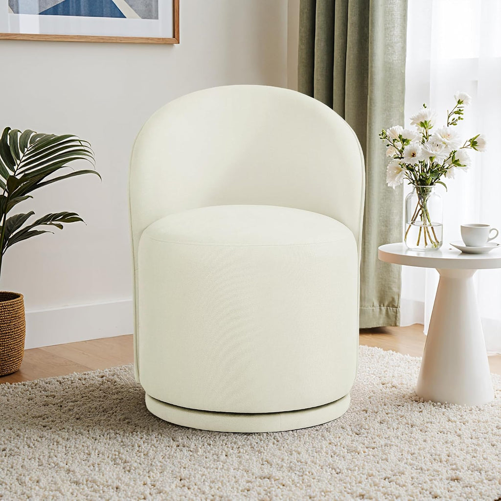 Swivel Dining Chairs Set of 4, Fabric Barrel Chair, Beige