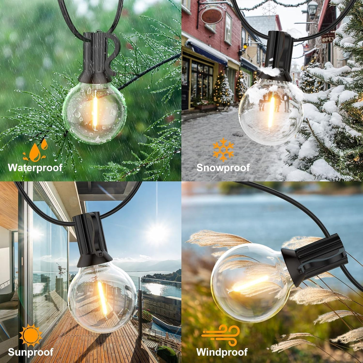 gpatio outdoor string lights, 100ft led waterproof patio shown in use