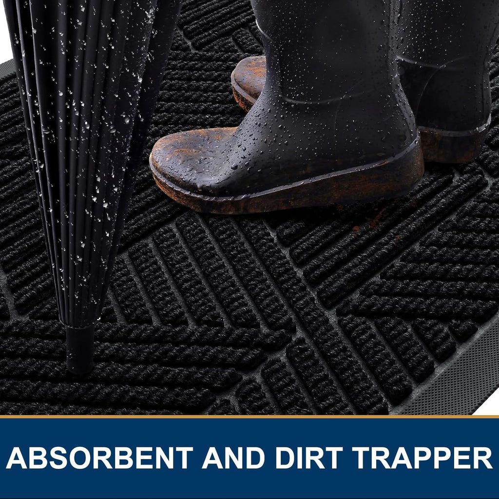 Smiry Front Door Mat Outside Entrance, Low Profile Rubber Doormat, 59x30