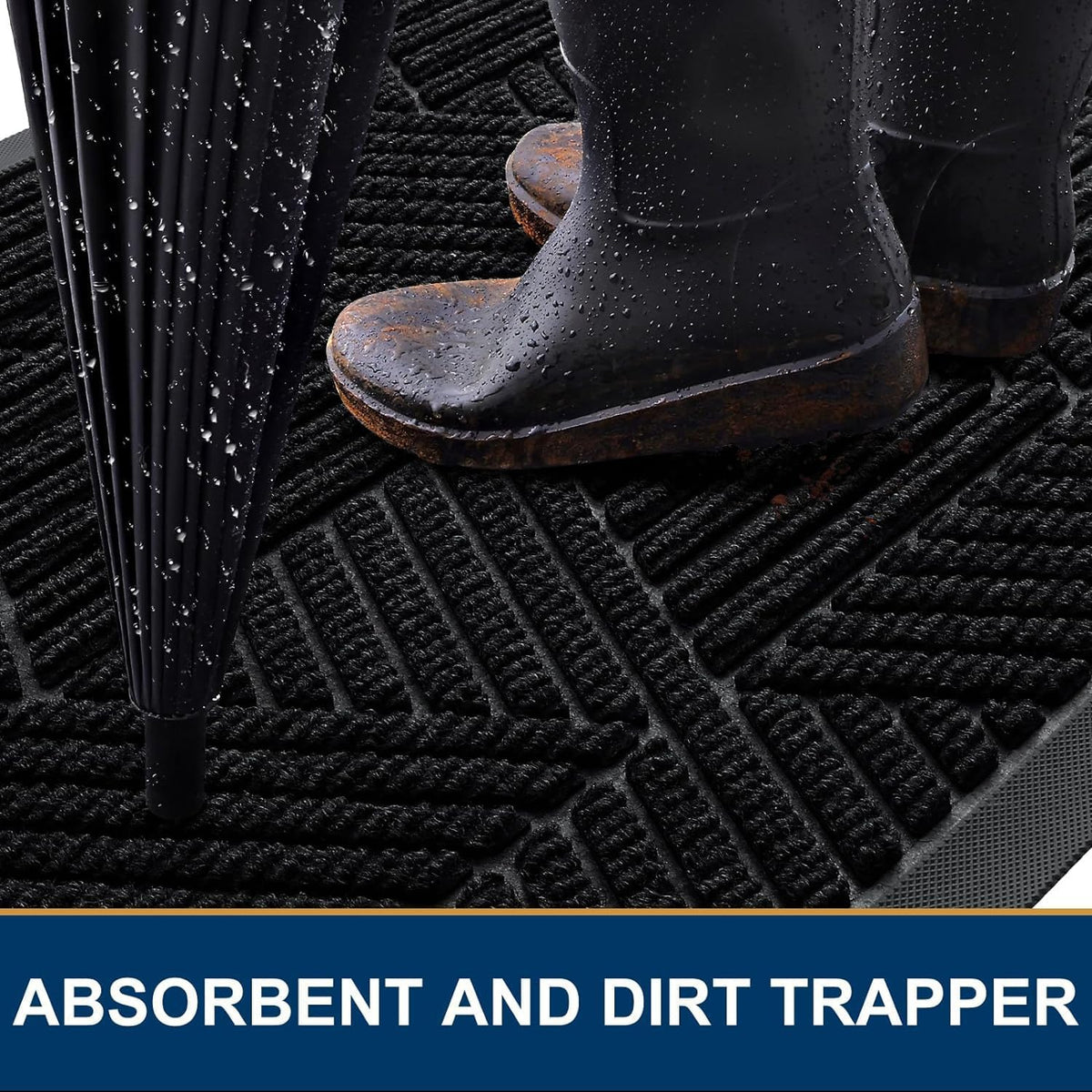 Smiry Front Door Mat Outside Entrance, Low Profile Rubber Doormat, 59x30