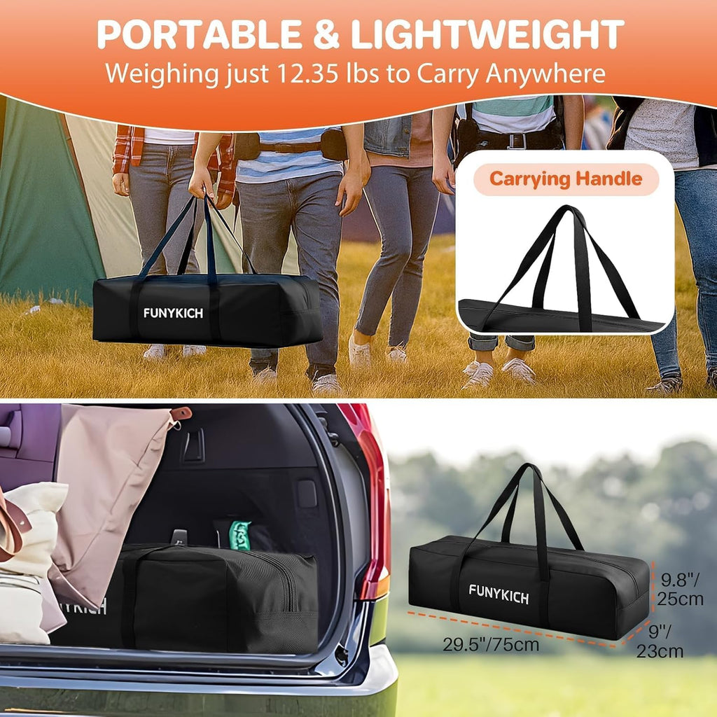 FUNYKICH Aluminum Folding Camping Table, 2 Height Adjustable 34.2''&27.5"