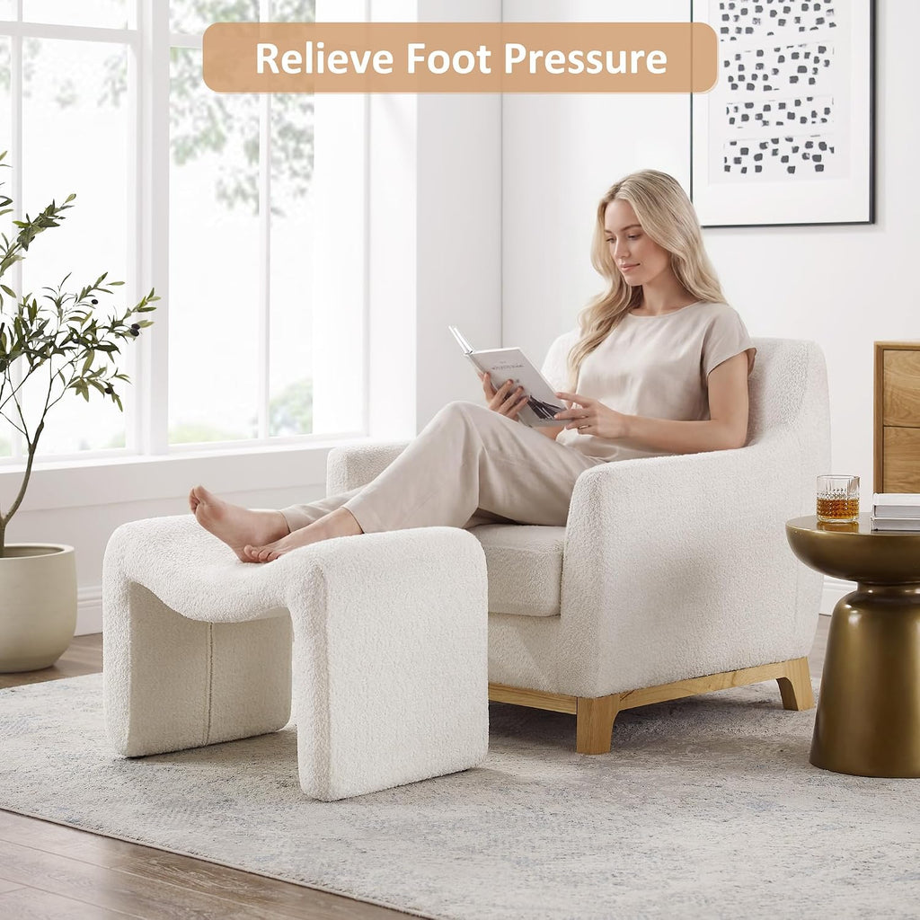 VANOMi Small Footstool Ottoman, Multi-Functional Modern Foot Stool, Sofa Footrest Extra Seating for Living Room, Entryway, Hallways and Bedrooms, Small, White