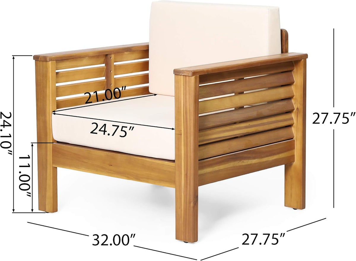 Christopher Knight Home Louver Chat Set, Teak + Cream