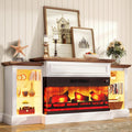 VanAcc 70" Farmhouse Fireplace TV Stand with Mantel for TVs up to 75"