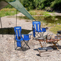 Nazhura 4 Pack Outdoor Camping Chairs Folding/Foldable/Portable with Cooler Pouch, Mesh Backrest and Cup Holder Pocket (Blue, Metal, 4 Pack)
