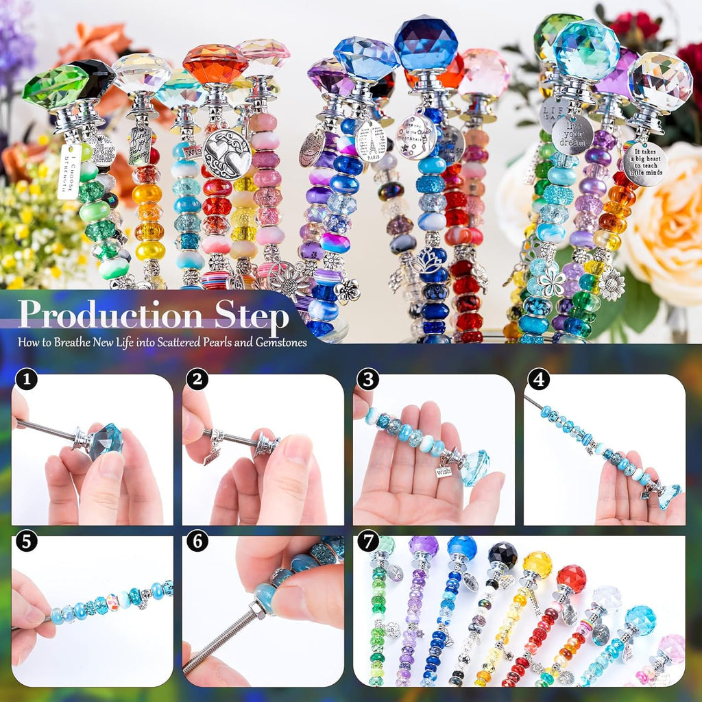 513Pcs DIY Beaded Garden Stakes, Fairy Wand Kit with 18 Threaded Rod